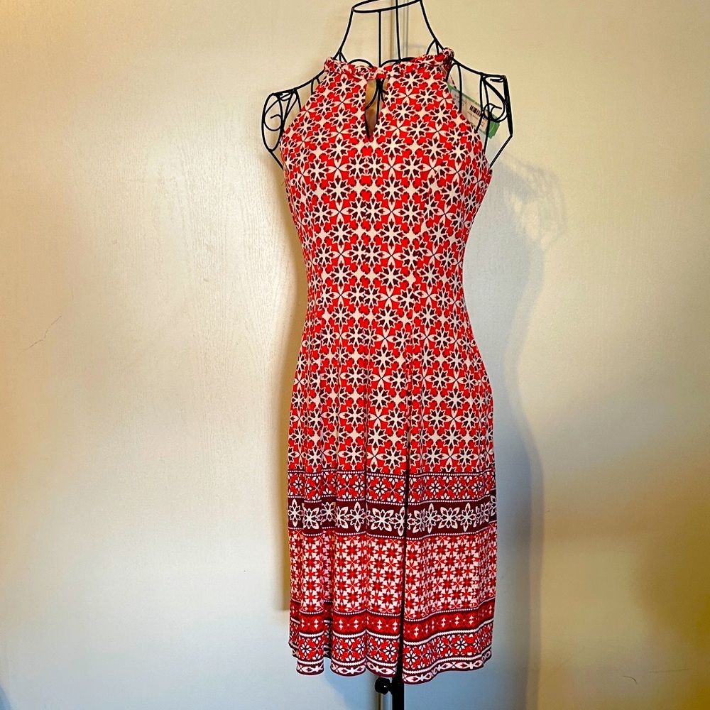 Wisp Red and White Patterned Women's Dress Size 2P